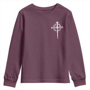 Christian Religious Jesus Shirt with Cross Logo Graphic Youth Sweatshirt TS11 Maroon Print Your Wear