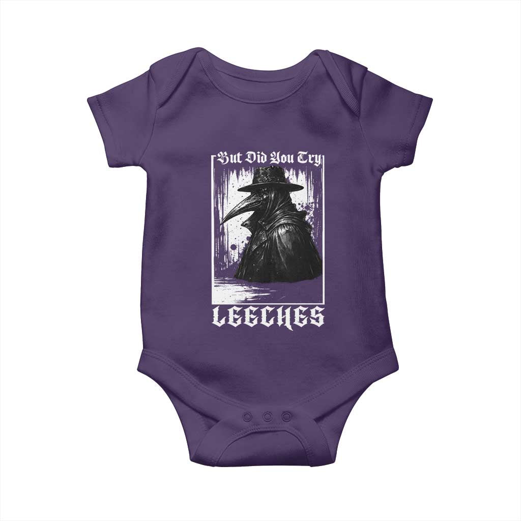 But Did You Try Leeches Plague Doctor Baby Onesie Funny Middle Age Black Death Gothic TS11 Purple Print Your Wear