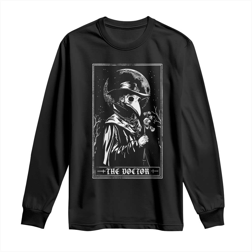 Plague Doctor Tarot Card Long Sleeve Shirt Horror Death Occult Satanic TS11 Black Print Your Wear
