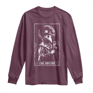 Plague Doctor Tarot Card Long Sleeve Shirt Horror Death Occult Satanic TS11 Maroon Print Your Wear