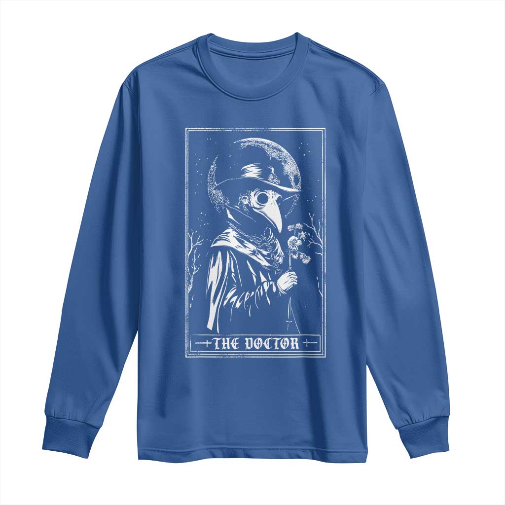 Plague Doctor Tarot Card Long Sleeve Shirt Horror Death Occult Satanic TS11 Royal Blue Print Your Wear