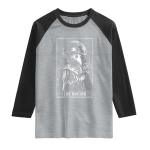 Plague Doctor Tarot Card Raglan Shirt Horror Death Occult Satanic TS11 Heather Gray Black Print Your Wear