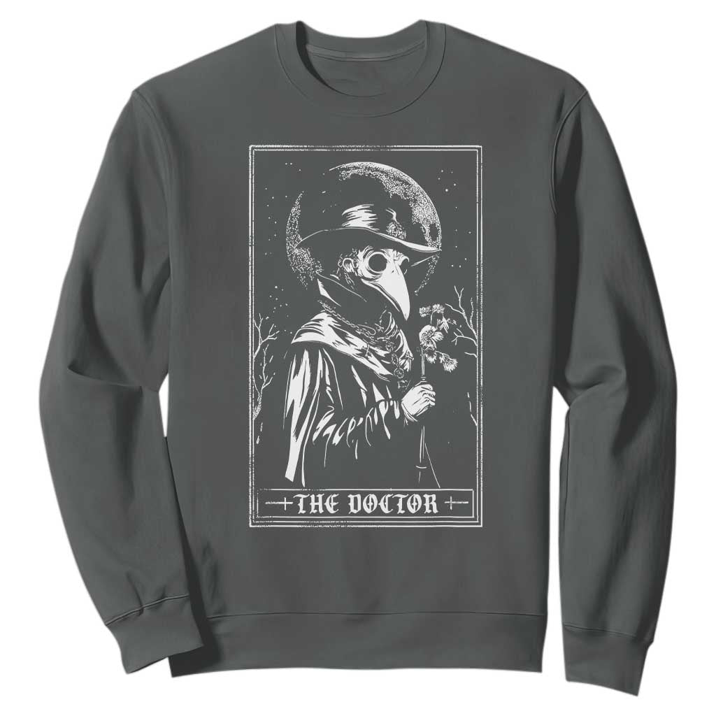 Plague Doctor Tarot Card Sweatshirt Horror Death Occult Satanic TS11 Dark Heather Print Your Wear