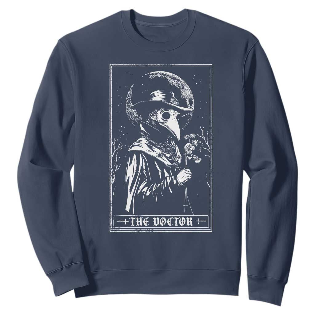 Plague Doctor Tarot Card Sweatshirt Horror Death Occult Satanic TS11 Navy Print Your Wear