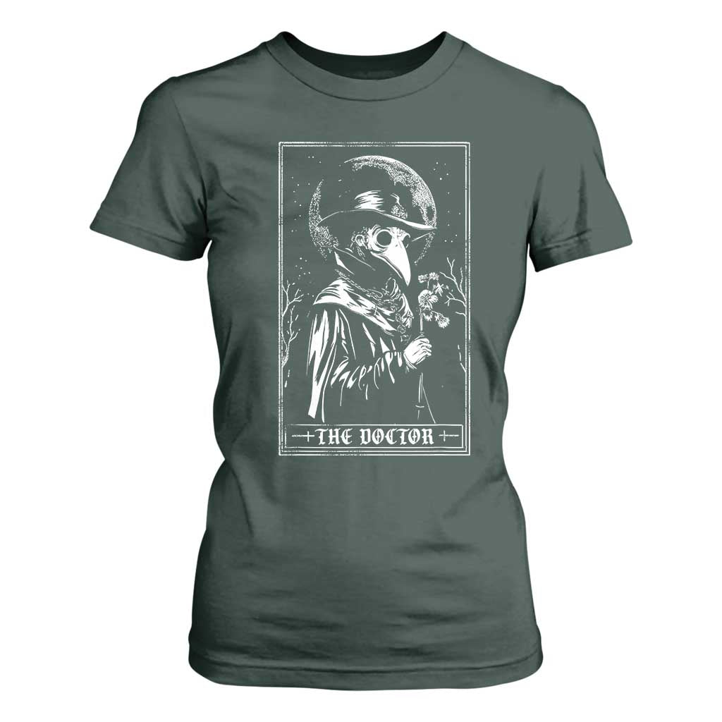 Plague Doctor Tarot Card T Shirt For Women Horror Death Occult Satanic TS11 Dark Forest Green Print Your Wear