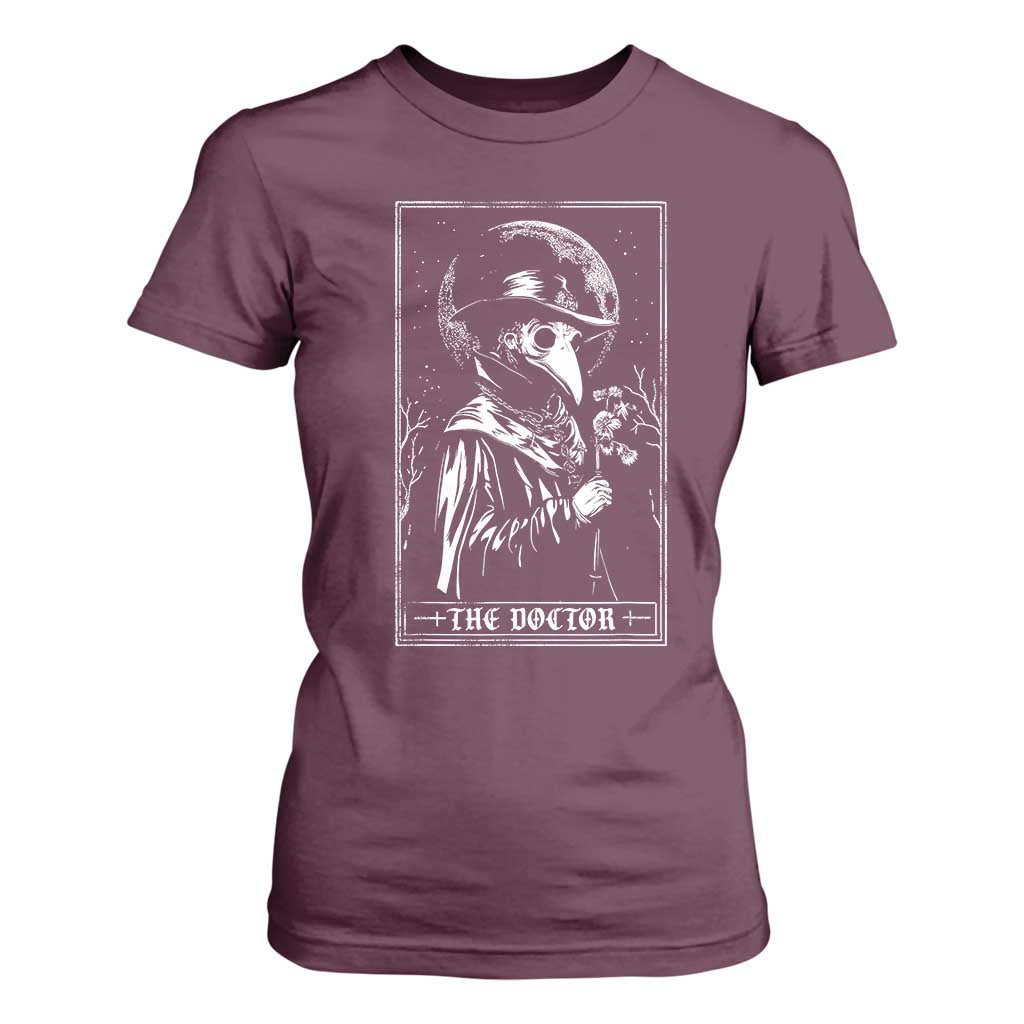 Plague Doctor Tarot Card T Shirt For Women Horror Death Occult Satanic TS11 Maroon Print Your Wear