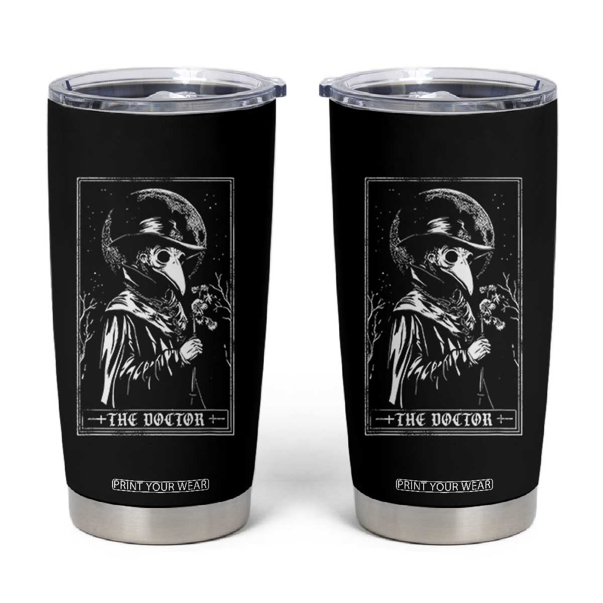 Plague Doctor Tarot Card Tumbler Cup Horror Death Occult Satanic TS11 Black Print Your Wear