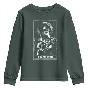 Plague Doctor Tarot Card Youth Sweatshirt Horror Death Occult Satanic TS11 Dark Forest Green Print Your Wear