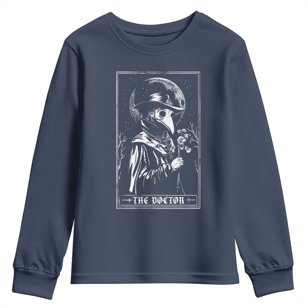 Plague Doctor Tarot Card Youth Sweatshirt Horror Death Occult Satanic TS11 Navy Print Your Wear