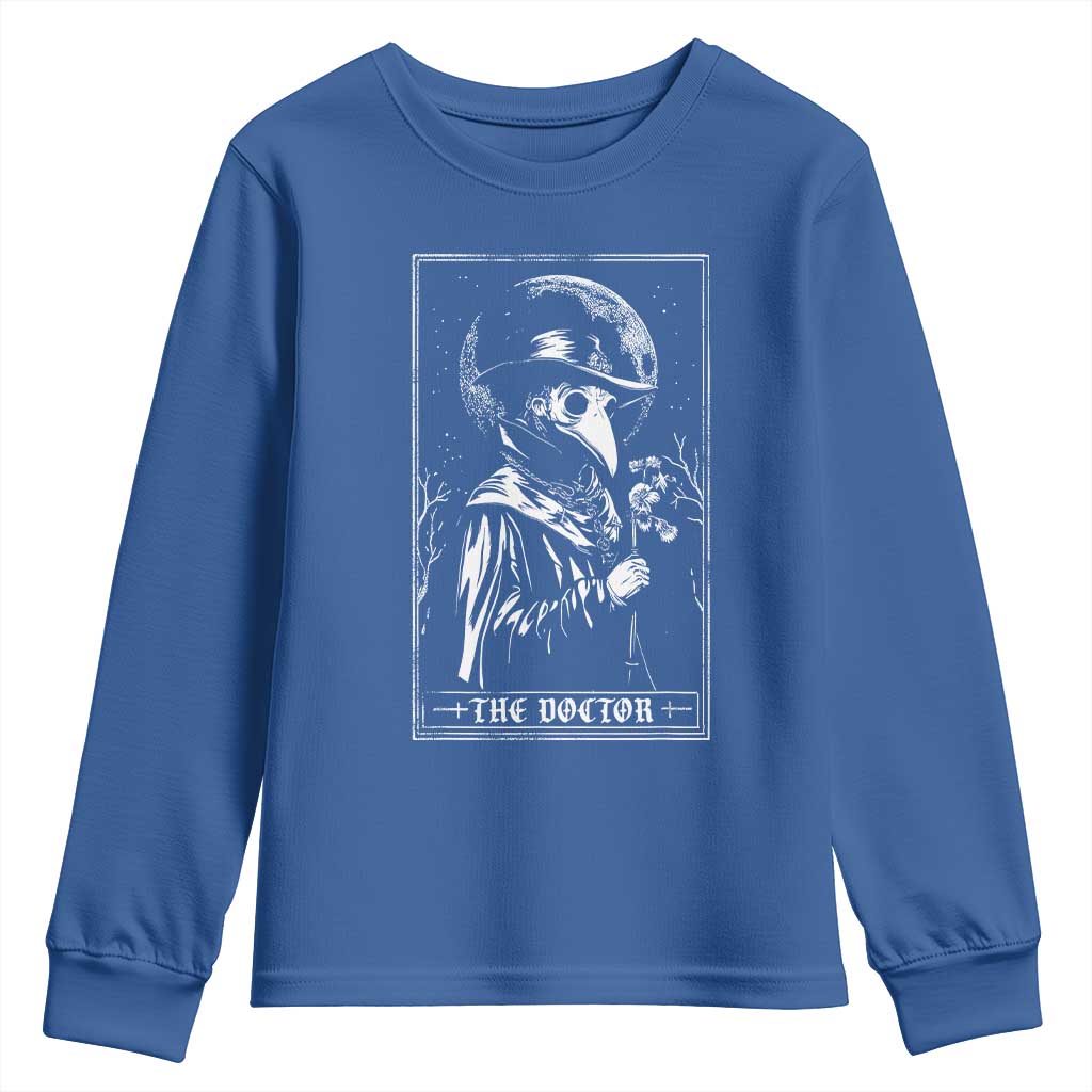 Plague Doctor Tarot Card Youth Sweatshirt Horror Death Occult Satanic TS11 Royal Blue Print Your Wear