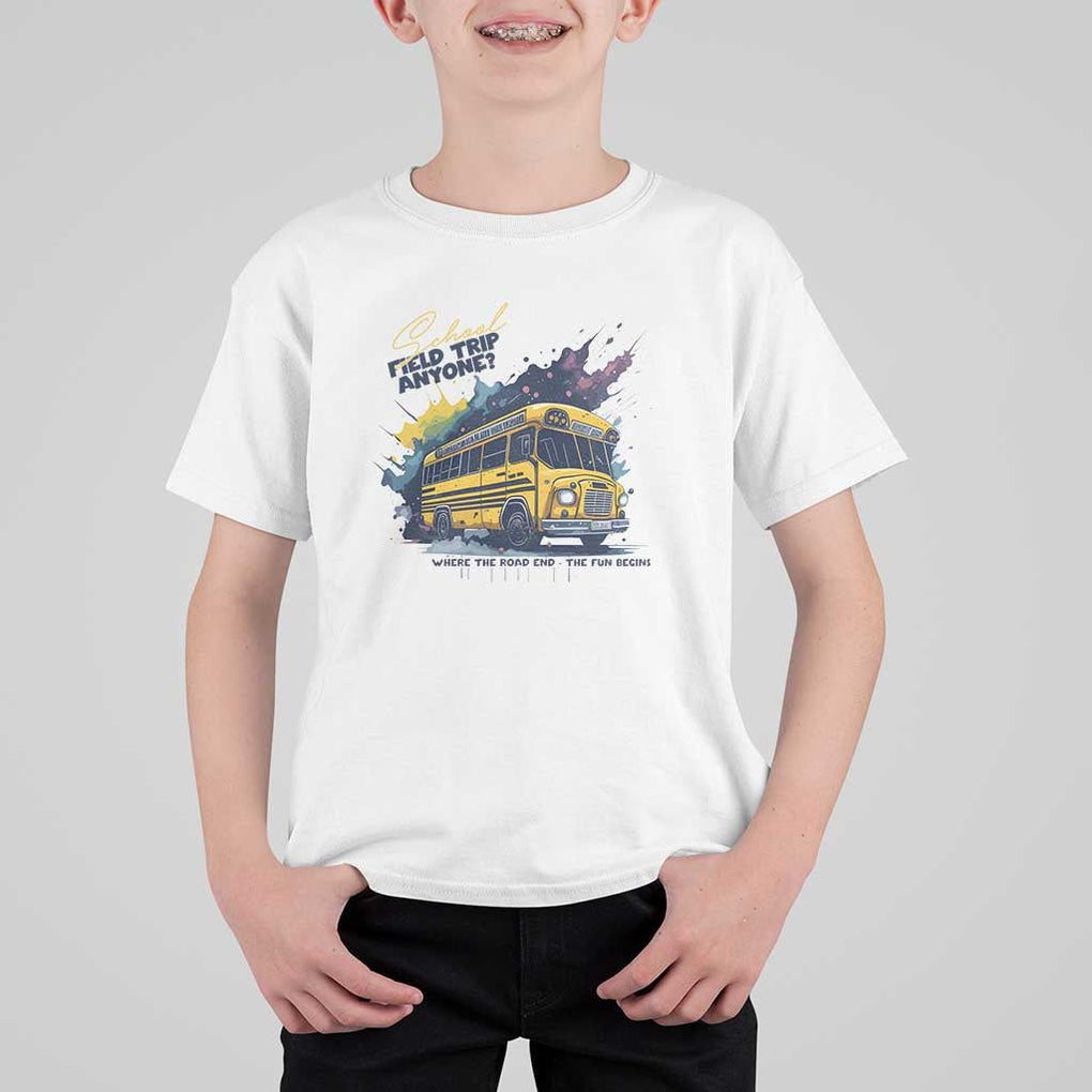 School Field Trip Anyone T Shirt For Kid School Bus Teacher TS11 White Print Your Wear