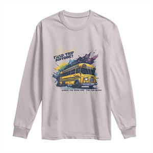 School Field Trip Anyone Long Sleeve Shirt School Bus Teacher TS11 Ice Gray Print Your Wear
