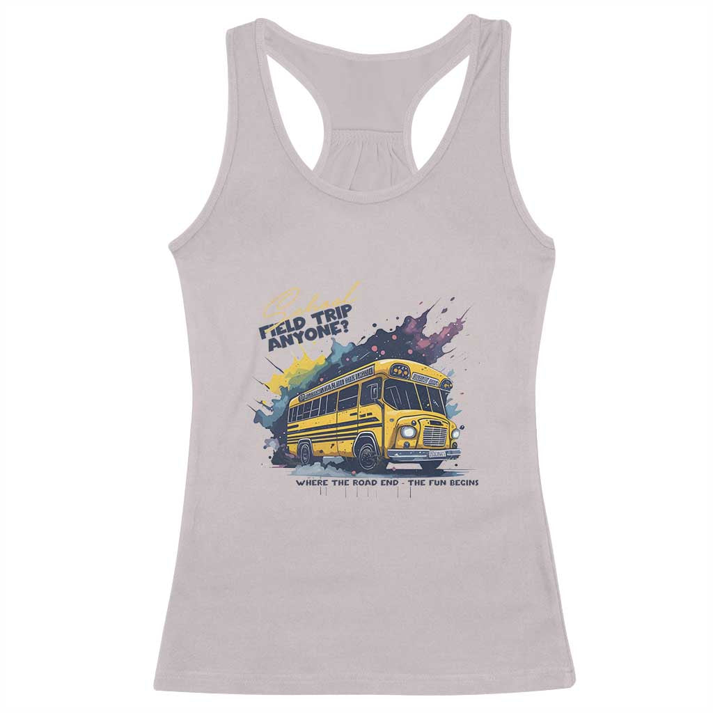 School Field Trip Anyone Racerback Tank Top School Bus Teacher TS11 Ice Gray Print Your Wear