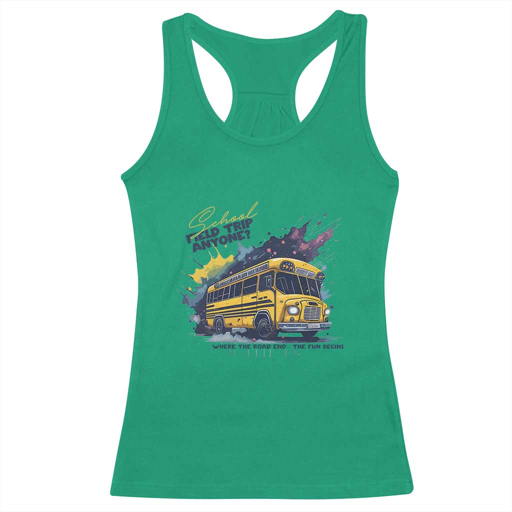 School Field Trip Anyone Racerback Tank Top School Bus Teacher TS11 Irish Green Print Your Wear