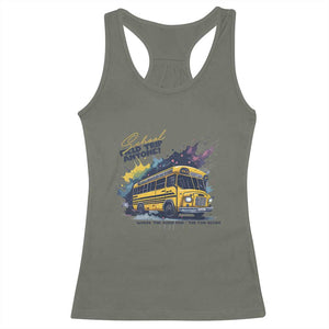 School Field Trip Anyone Racerback Tank Top School Bus Teacher TS11 Military Green Print Your Wear