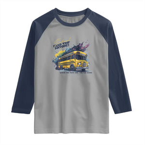 School Field Trip Anyone Raglan Shirt School Bus Teacher TS11 Sport Gray Navy Print Your Wear