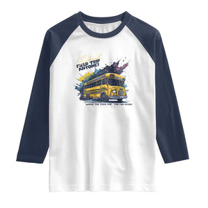 School Field Trip Anyone Raglan Shirt School Bus Teacher TS11 White Navy Print Your Wear