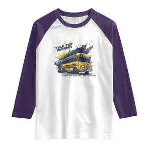 School Field Trip Anyone Raglan Shirt School Bus Teacher TS11 White Purple Print Your Wear