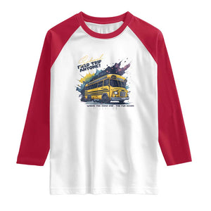 School Field Trip Anyone Raglan Shirt School Bus Teacher TS11 White Red Print Your Wear