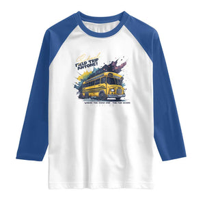 School Field Trip Anyone Raglan Shirt School Bus Teacher TS11 White Royal Print Your Wear
