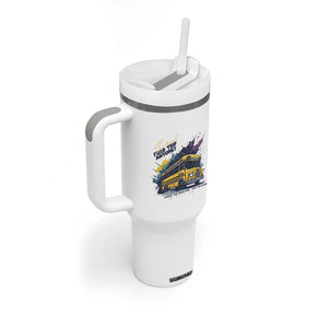 School Field Trip Anyone Tumbler With Handle School Bus Teacher TS11 Print Your Wear