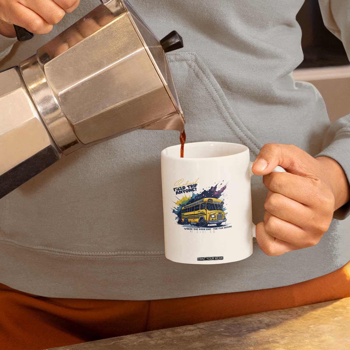 School Field Trip Anyone Coffee Mug School Bus Teacher TS11 Print Your Wear