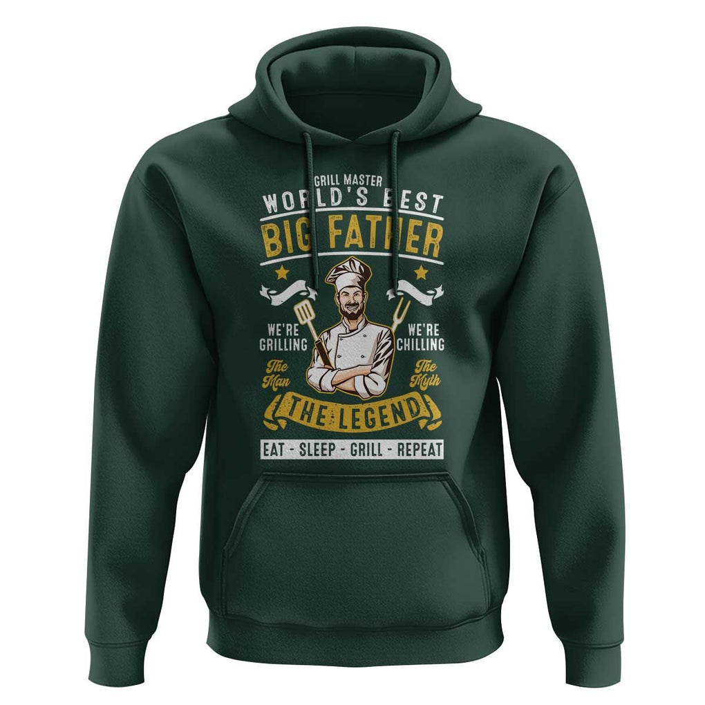 BBQ Father Hoodie Grill Master World's Best Big Father The Man The Myth The Legend Father's Day TS11 Dark Forest Green Print Your Wear
