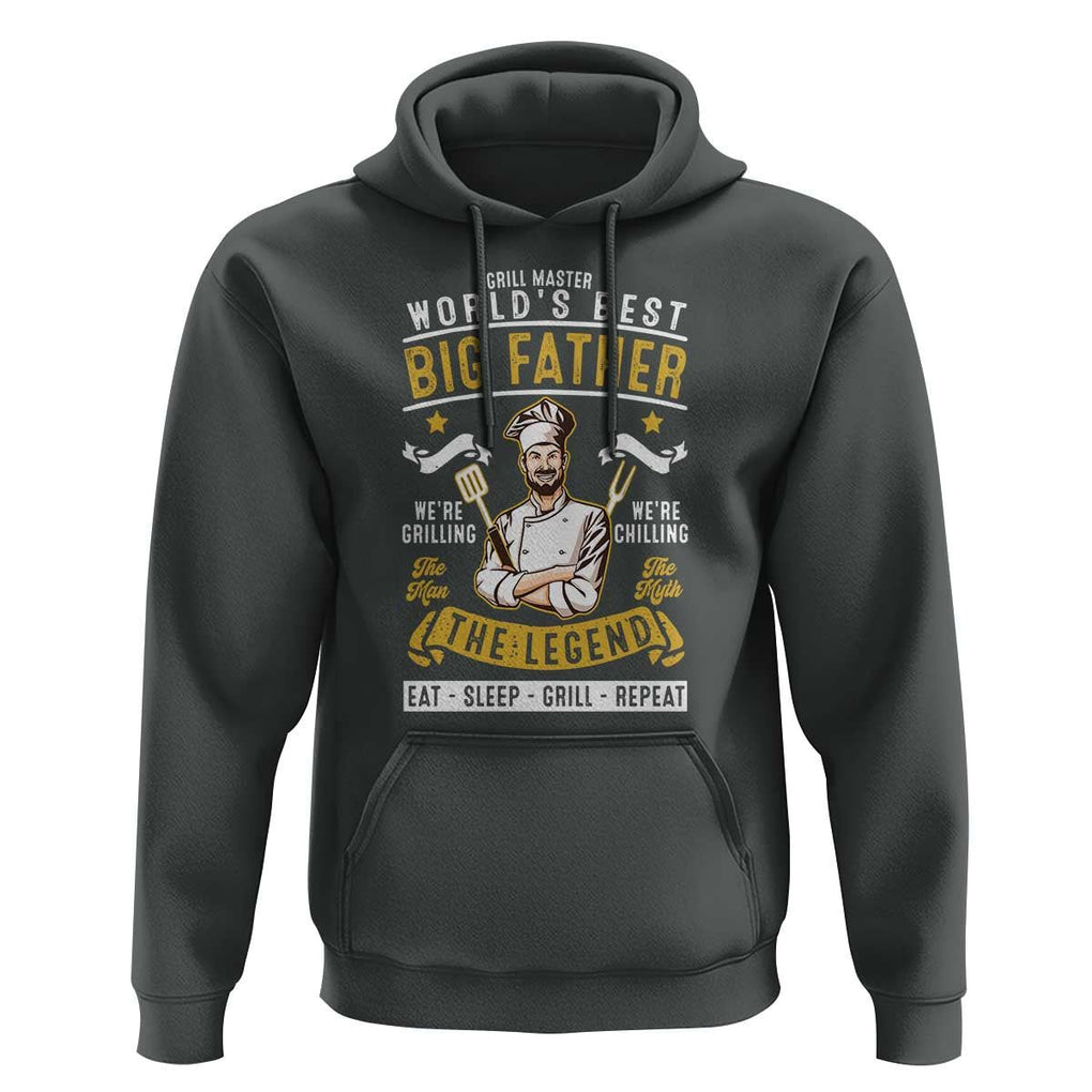 BBQ Father Hoodie Grill Master World's Best Big Father The Man The Myth The Legend Father's Day TS11 Dark Heather Print Your Wear
