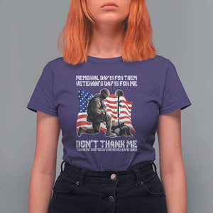 Memorial Day Is For Them Veteran's Day Is For Me T Shirt For Women Decoration Day American Flag TS11 Purple Print Your Wear