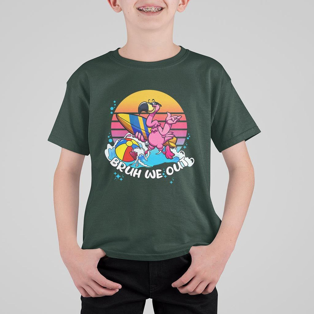 Funny Summer Vacation T Shirt For Kid Bruh We Out Happy Last Day Of School TS11 Dark Forest Green Print Your Wear