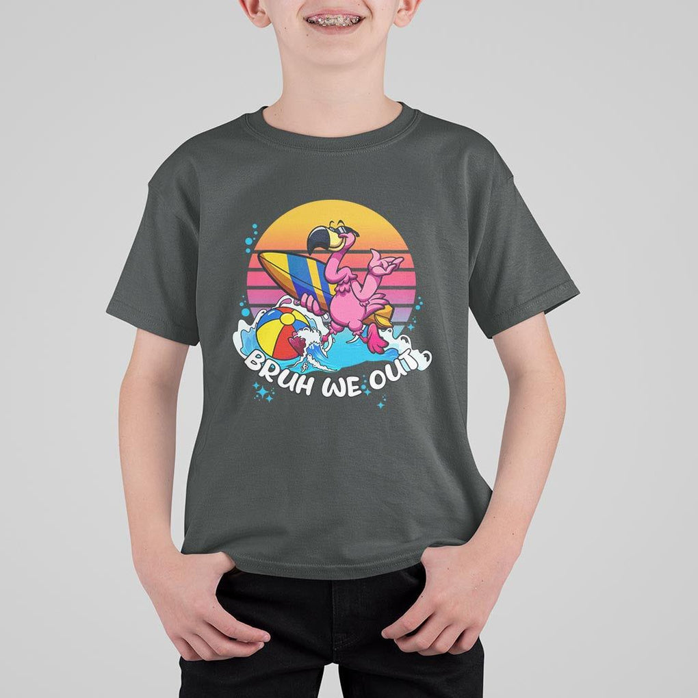Funny Summer Vacation T Shirt For Kid Bruh We Out Happy Last Day Of School TS11 Dark Heather Print Your Wear