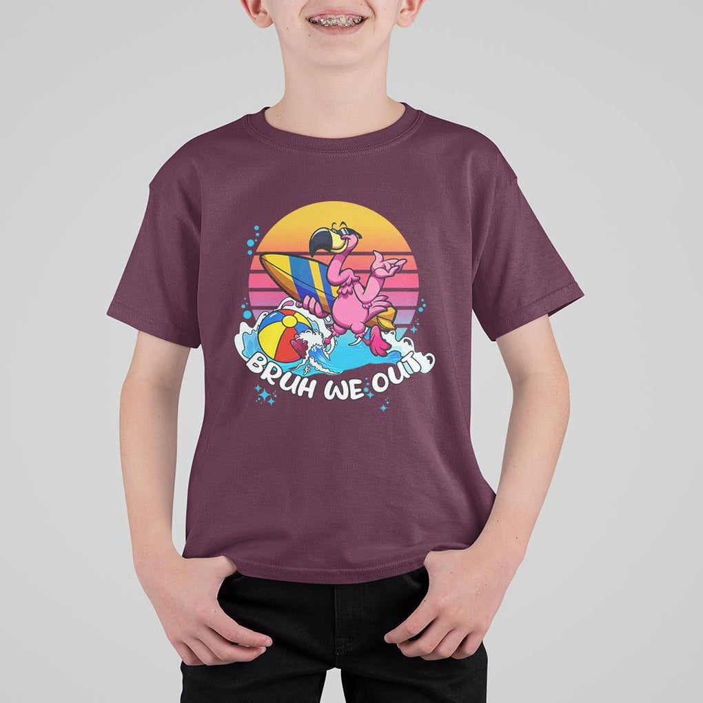 Funny Summer Vacation T Shirt For Kid Bruh We Out Happy Last Day Of School TS11 Maroon Print Your Wear
