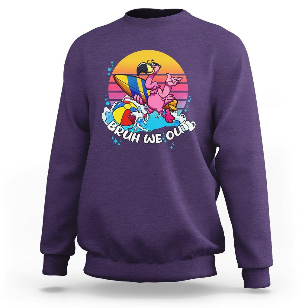 Funny Summer Vacation Sweatshirt Bruh We Out Happy Last Day Of School TS11 Purple Print Your Wear