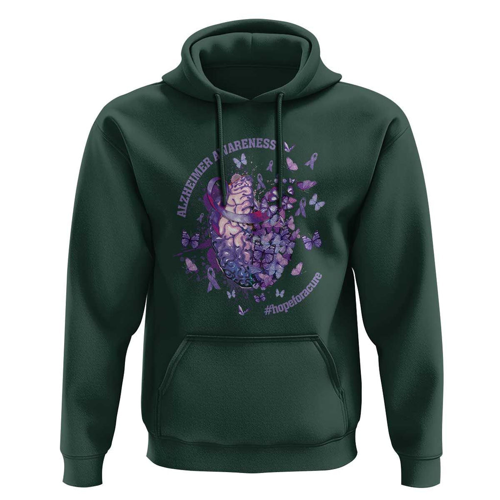 Alzheimer Supporter Hoodie Alzheimer Awareness Hope For A Cure Flower TS11 Dark Forest Green Print Your Wear