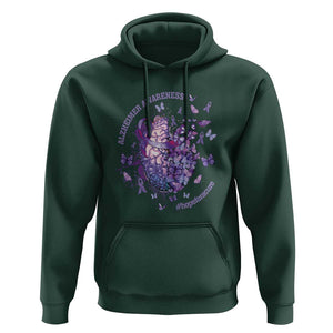 Alzheimer Supporter Hoodie Alzheimer Awareness Hope For A Cure Flower TS11 Dark Forest Green Print Your Wear