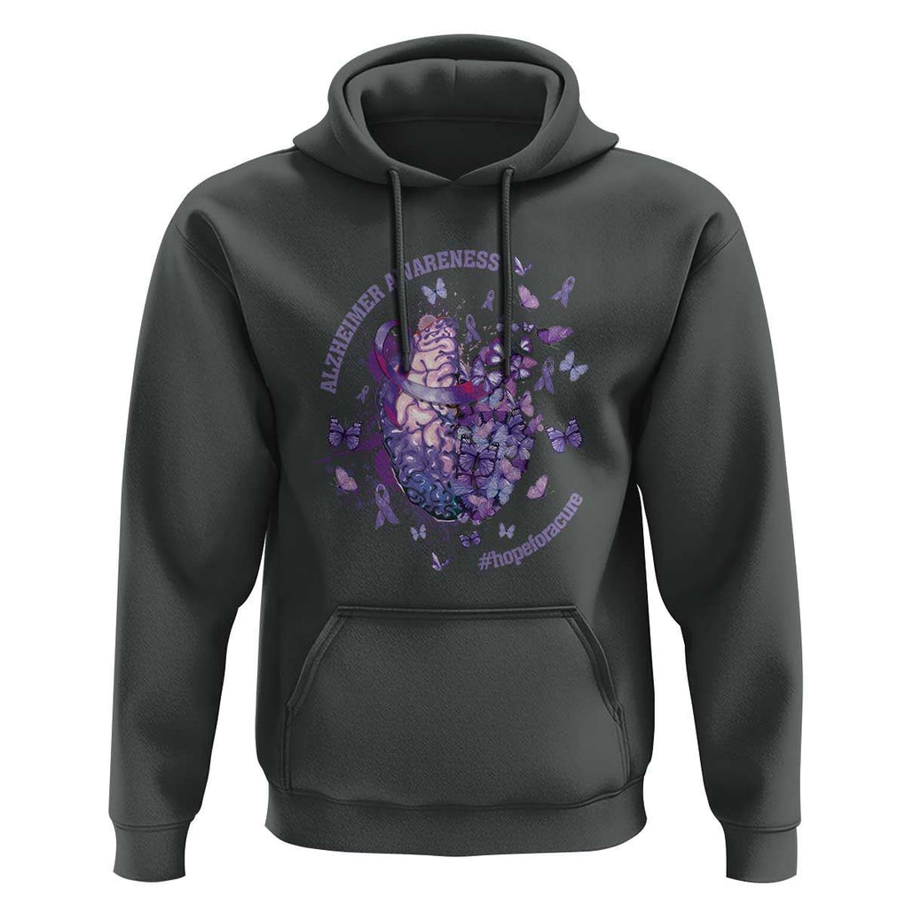Alzheimer Supporter Hoodie Alzheimer Awareness Hope For A Cure Flower TS11 Dark Heather Print Your Wear