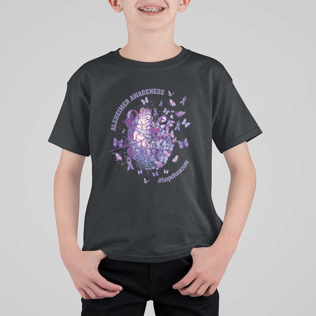 Alzheimer Supporter T Shirt For Kid Alzheimer Awareness Hope For A Cure Flower TS11 Black Print Your Wear