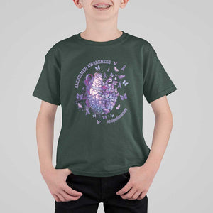 Alzheimer Supporter T Shirt For Kid Alzheimer Awareness Hope For A Cure Flower TS11 Dark Forest Green Print Your Wear