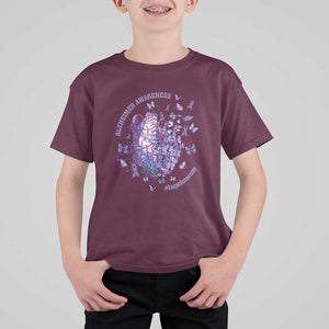 Alzheimer Supporter T Shirt For Kid Alzheimer Awareness Hope For A Cure Flower TS11 Maroon Print Your Wear