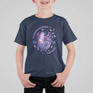 Alzheimer Supporter T Shirt For Kid Alzheimer Awareness Hope For A Cure Flower TS11 Navy Print Your Wear