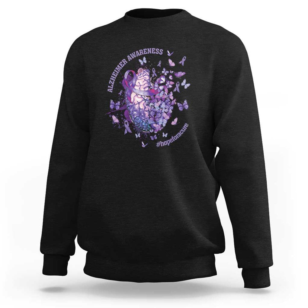 Alzheimer Supporter Sweatshirt Alzheimer Awareness Hope For A Cure Flower TS11 Black Print Your Wear