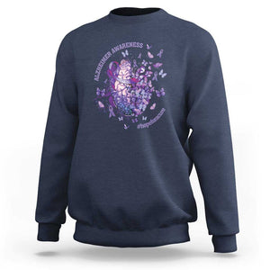 Alzheimer Supporter Sweatshirt Alzheimer Awareness Hope For A Cure Flower TS11 Navy Print Your Wear