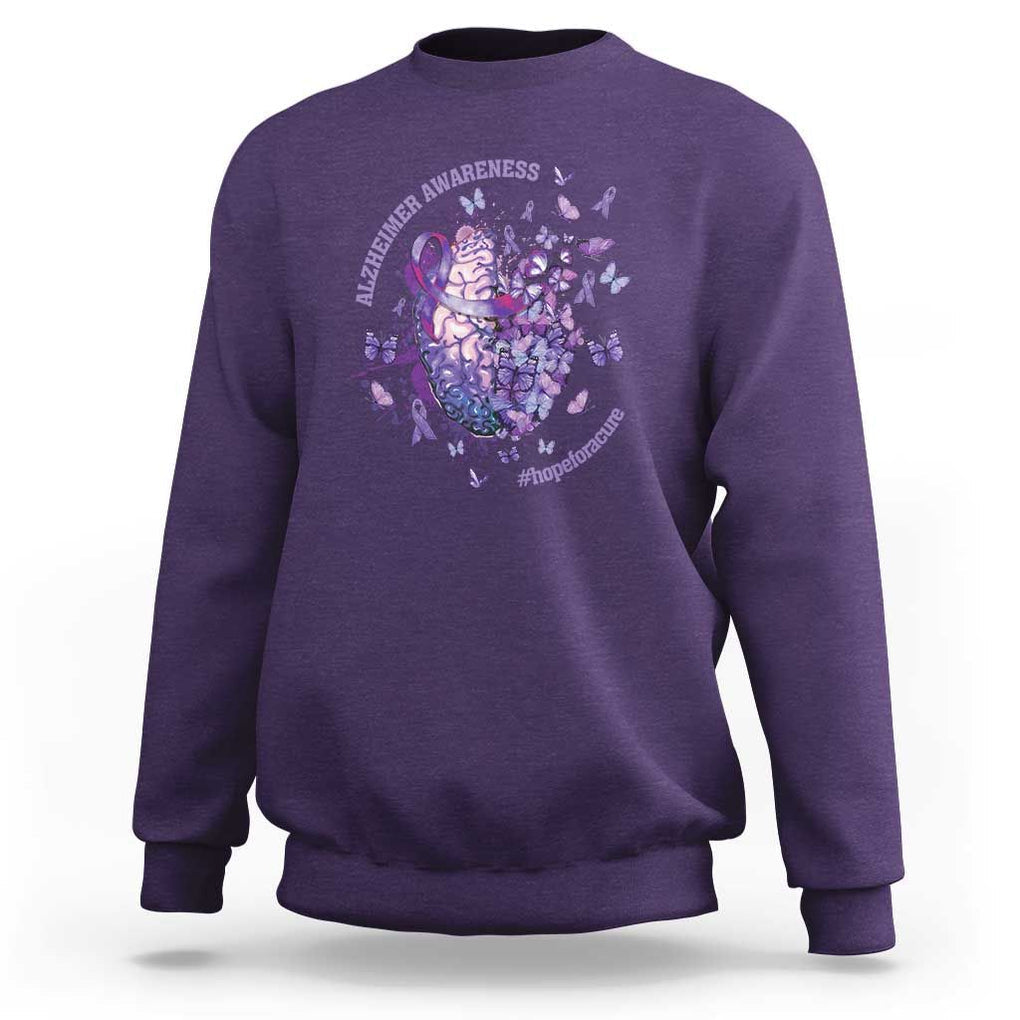 Alzheimer Supporter Sweatshirt Alzheimer Awareness Hope For A Cure Flower TS11 Purple Print Your Wear
