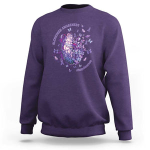 Alzheimer Supporter Sweatshirt Alzheimer Awareness Hope For A Cure Flower TS11 Purple Print Your Wear