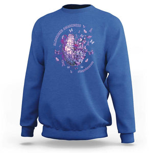 Alzheimer Supporter Sweatshirt Alzheimer Awareness Hope For A Cure Flower TS11 Royal Blue Print Your Wear