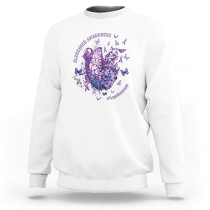 Alzheimer Supporter Sweatshirt Alzheimer Awareness Hope For A Cure Flower TS11 White Print Your Wear