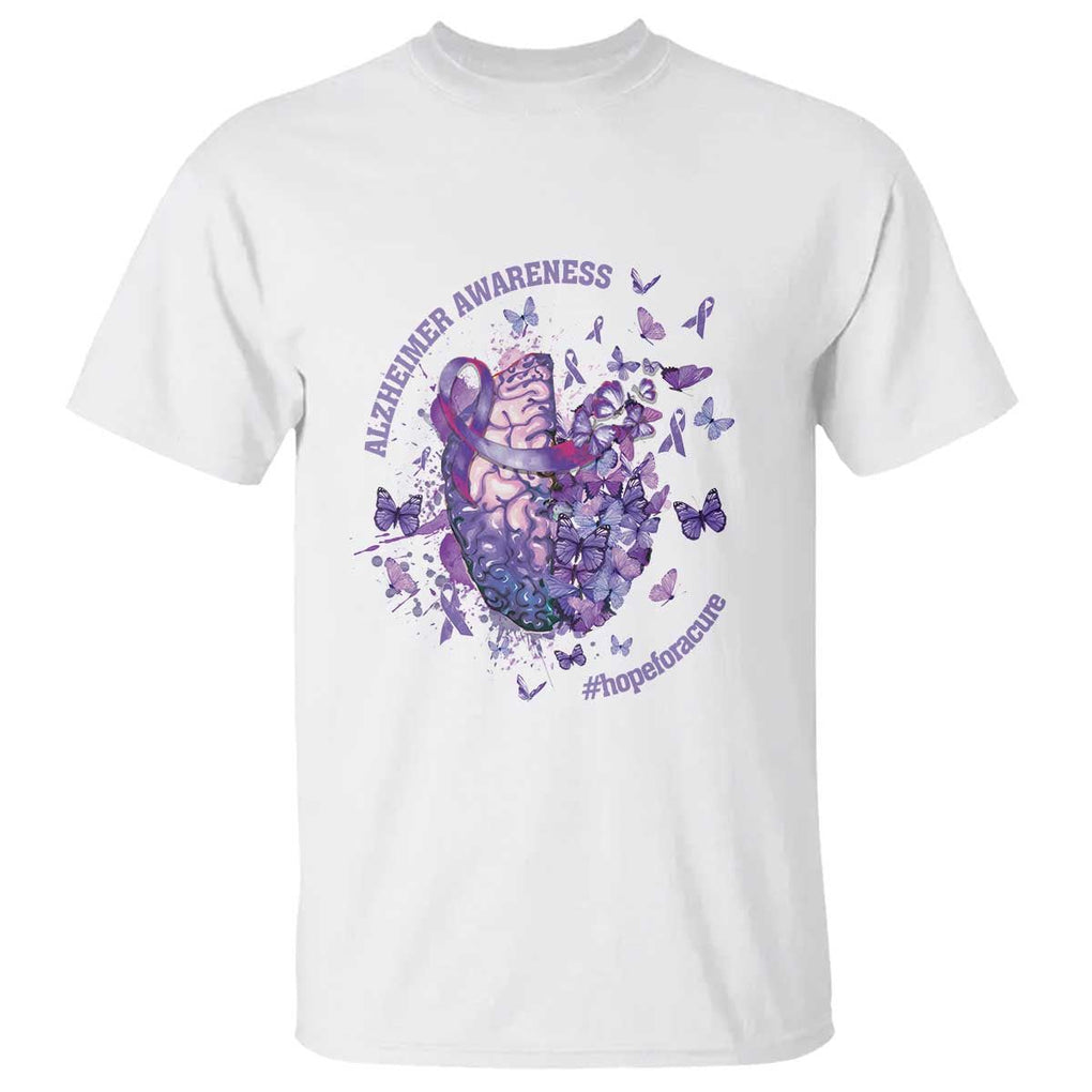 Alzheimer Supporter T Shirt Alzheimer Awareness Hope For A Cure Flower TS11 White Print Your Wear