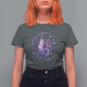 Alzheimer Supporter T Shirt For Women Alzheimer Awareness Hope For A Cure Flower TS11 Dark Heather Print Your Wear