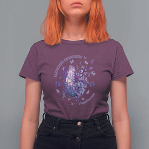 Alzheimer Supporter T Shirt For Women Alzheimer Awareness Hope For A Cure Flower TS11 Maroon Print Your Wear