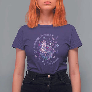 Alzheimer Supporter T Shirt For Women Alzheimer Awareness Hope For A Cure Flower TS11 Purple Print Your Wear